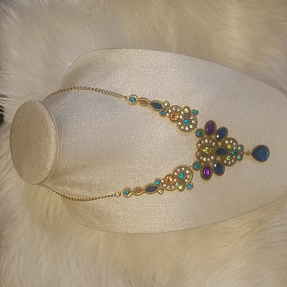 MULTI COLORED CRYSTAL NECKLACE - Picture 1 of 3